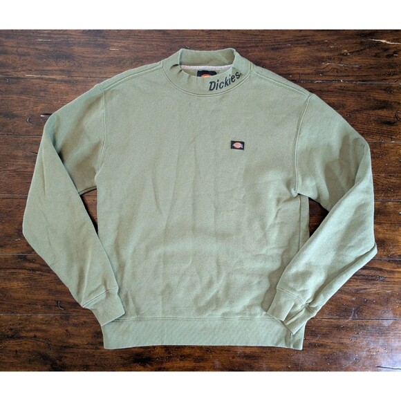 Dickies Mock Neck Sweatshirt Green Men's S Small Workwear Casual Jumper - Picture 1 of 10